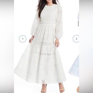 Antonio Melani (Born on Fifth collection) white eyelet maxi dress